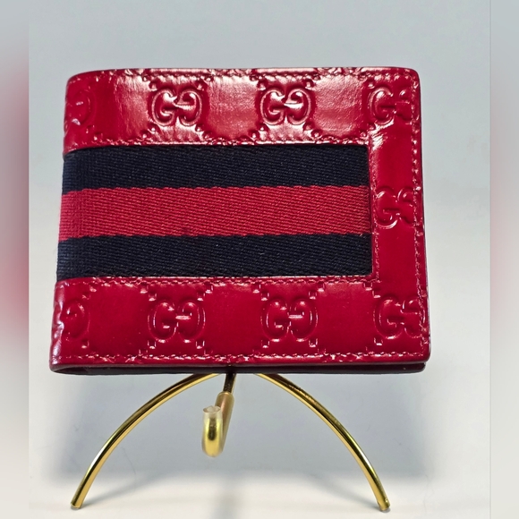 Gucci Other - Gucci Red Guccissima Embossed Web Wallet